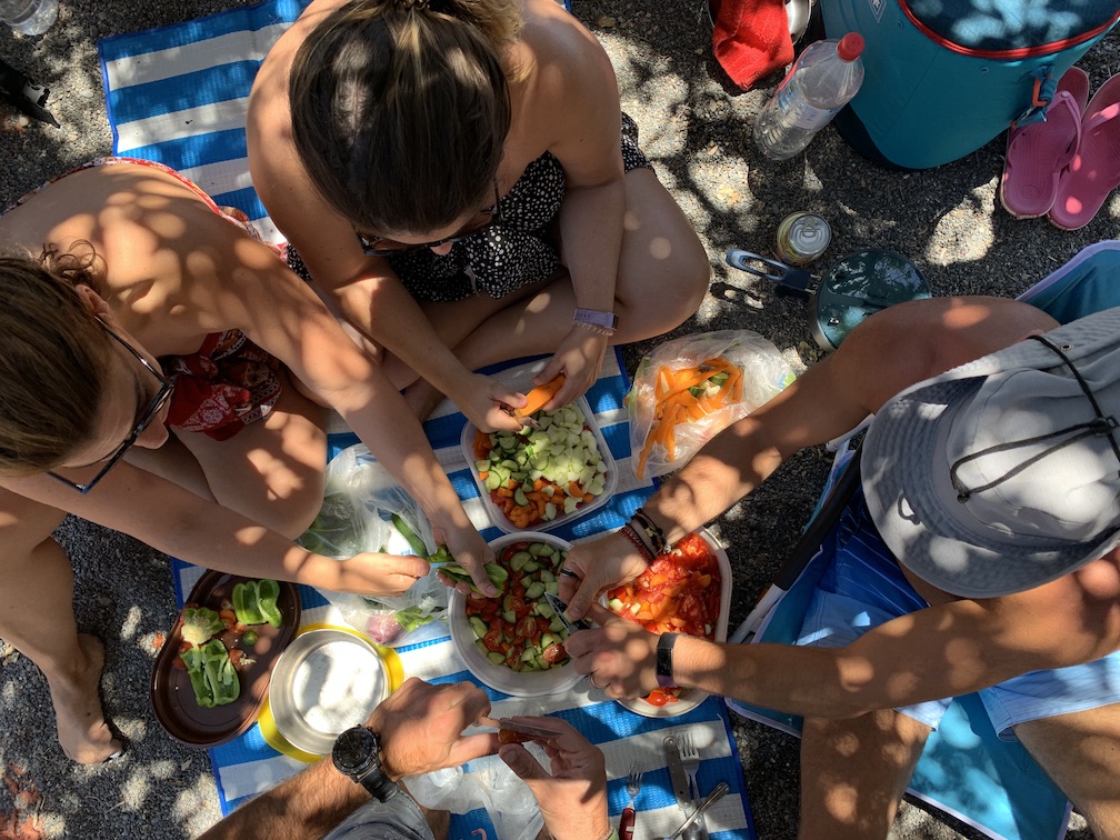 Preparing lunch while free camping